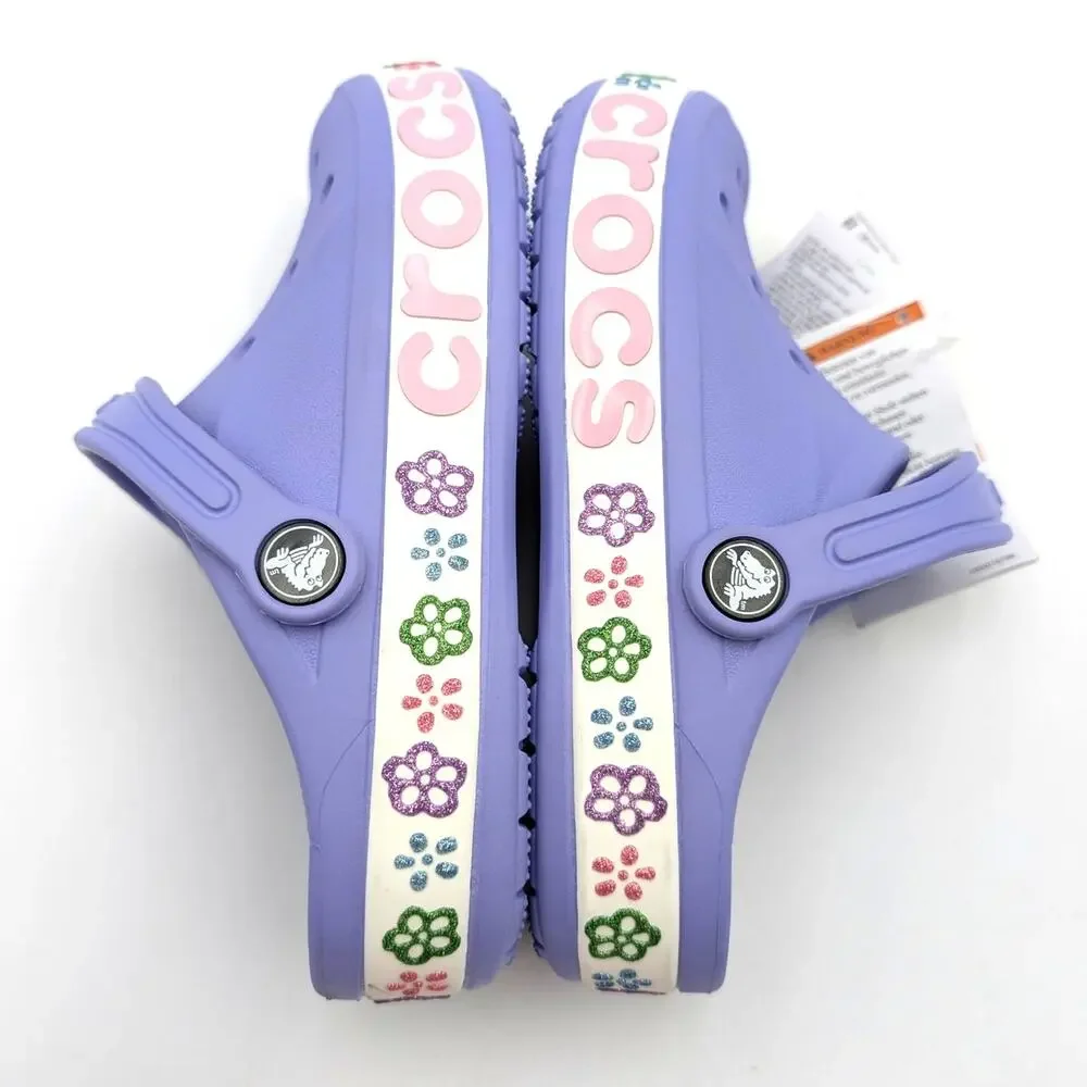 Crocs Bayaband Flower Band Clog Shoes Kids' Digital Violet Size US2 EU33